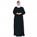 Casual cuff sleeves pleated abaya- Bottle Green